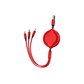 RAGAU睿高中圆一拖三伸缩快充线适用苹果华为安卓type-c三合一充电线 红色图片