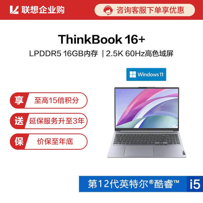 【企业购】ThinkBook 16+ 英特尔酷睿i5 高性能创造本 01CD