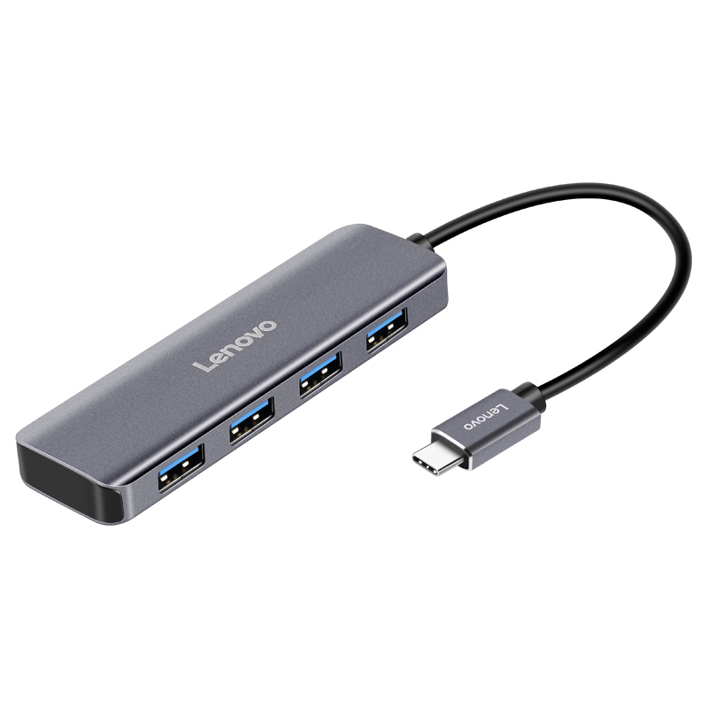 联想Type-C转USB-A转换器 4*USB3.0接口分线器 C04Hub集线器