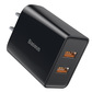 倍思 飞速迷你双U旅行充电器零套装 10.5W 中规 黑色（含卡福乐系列一拖三数据线USB For M+L+T 3.5A图片