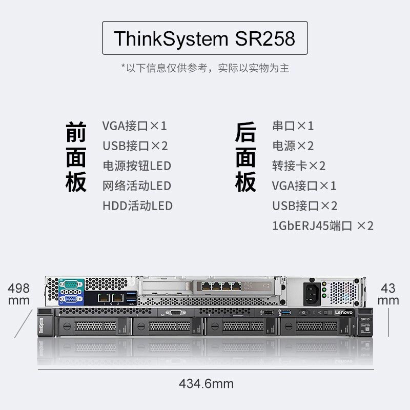 联想 Lenovo ThinkSystem SR258/250 1U机架式静音服务器图片