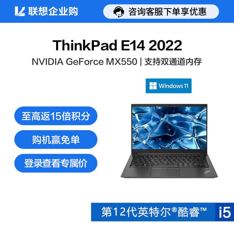 【企业购】ThinkPad E14 2022酷睿版英特尔酷睿i5笔记本电脑 78CD