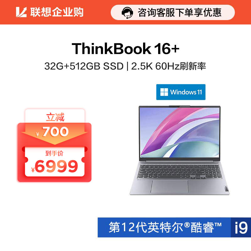 【企业购】ThinkBook 16+ 英特尔酷睿i9 高性能创造本 5QCD