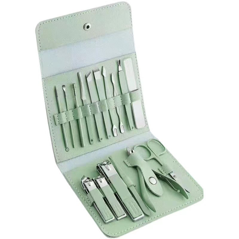 锋利碳钢指甲刀套装16件套 绿色