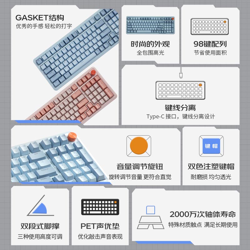 联想 MK9 98键机械键盘 淡雅粉图片