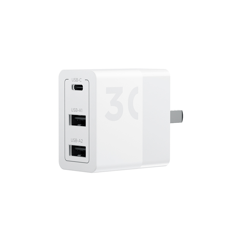 thinkplus 光影系列 2A+C 多口充电器 30W 白