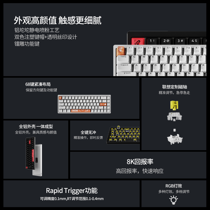 联想小新K6磁轴电竞键盘-68键基础版白色图片